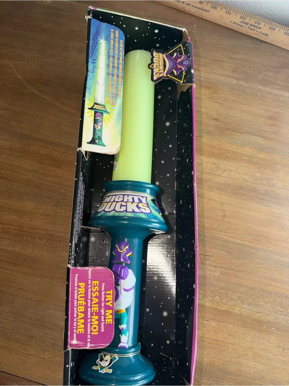 Disney Mighty Ducks Glow Stick Light - Teal Handle with Pale Green Glow